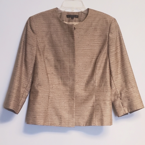 ANTONIO MELANI Tan 3/4 Sleeve Blazer Jacket Size 14 - Picture 1 of 7